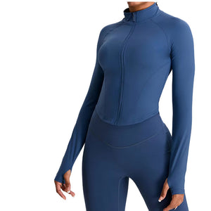 PASUXI New Arrival Long Sleeve Lightweight Sportswear Coat Thumb Hole Zipper Jacket Yoga Top Slim Gym Female Yoga Coat