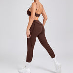 PASUXI Quick-Drying Seamless Backless Workout Active Wear Gym Clothes Suit Women High Waist Fitness Running Tight Yoga Suit