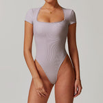 PASUXI Women's Breathable Yoga Bodycon Unitard Seamless Thong Bodysuit Tummy Control One-Piece Workout Outfit Sports Bodysuits