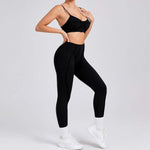 PASUXI Quick-Drying Seamless Backless Workout Active Wear Gym Clothes Suit Women High Waist Fitness Running Tight Yoga Suit