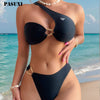 PASUXI Custom Summer Swimwear Sexy 2-Piece Off-the-Shoulder High-Leg Bikini Set Quick Dry Designer Swimsuit Beach Wear for Women