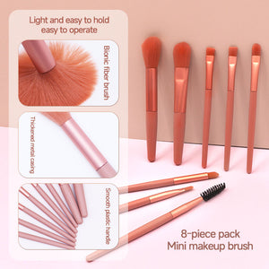 Factory Hot Sale 8 Pcs Mini Cute Travel Makeup Brushes Portable Cosmetics Soft Hair Makeup Brush Set Beauty Tools