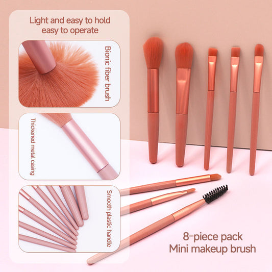 Factory Hot Sale 8 Pcs Mini Cute Travel Makeup Brushes Portable Cosmetics Soft Hair Makeup Brush Set Beauty Tools