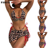 PASUXI Direct New Women's Leopard Print Bikini Solid Red Animal Design with Adjustable Ties Beachwear Swimwear