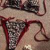 PASUXI Direct New Women's Leopard Print Bikini Solid Red Animal Design with Adjustable Ties Beachwear Swimwear