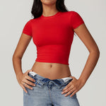 PASUXI Women's Short Sleeve Yoga Tops Custom Wholesale Quick Dry Gym Shorts Solid Breathable Fashion Pilates Yoga Clothing