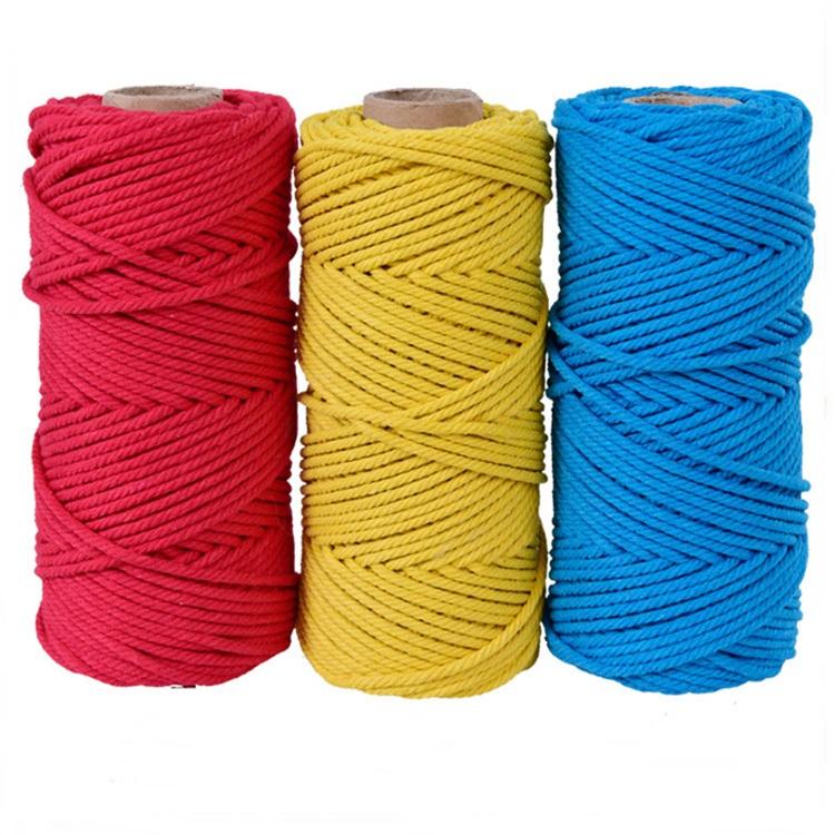 Hot Sale  4mm Diameter 100 Meters Long Cotton Polyester Strings Rope Macrame Braided Cord for Knitt