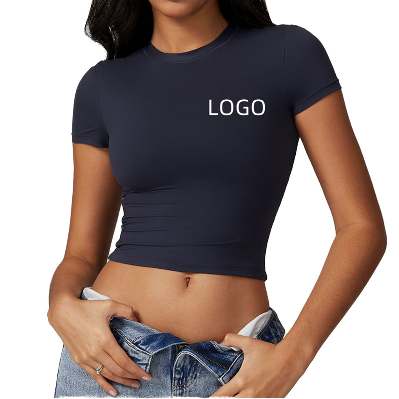 PASUXI Women's Short Sleeve Yoga Tops Custom Wholesale Quick Dry Gym Shorts Solid Breathable Fashion Pilates Yoga Clothing